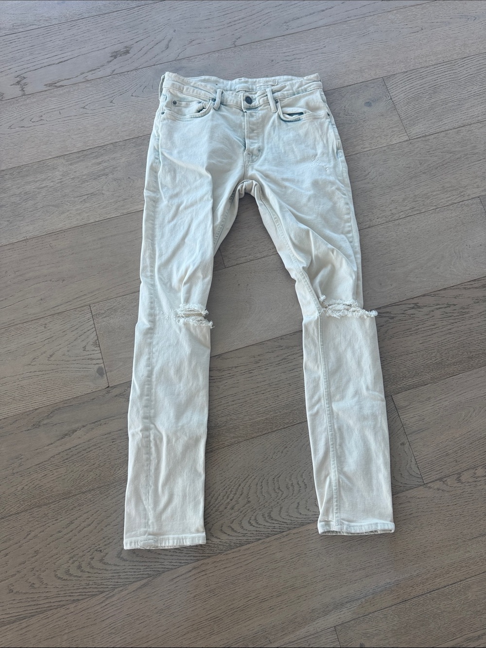 AllSaints Men's Skinny Jeans in Light Cream
